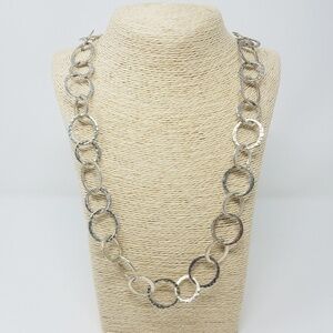 Vtg Boojee silver tone hoops statement necklace